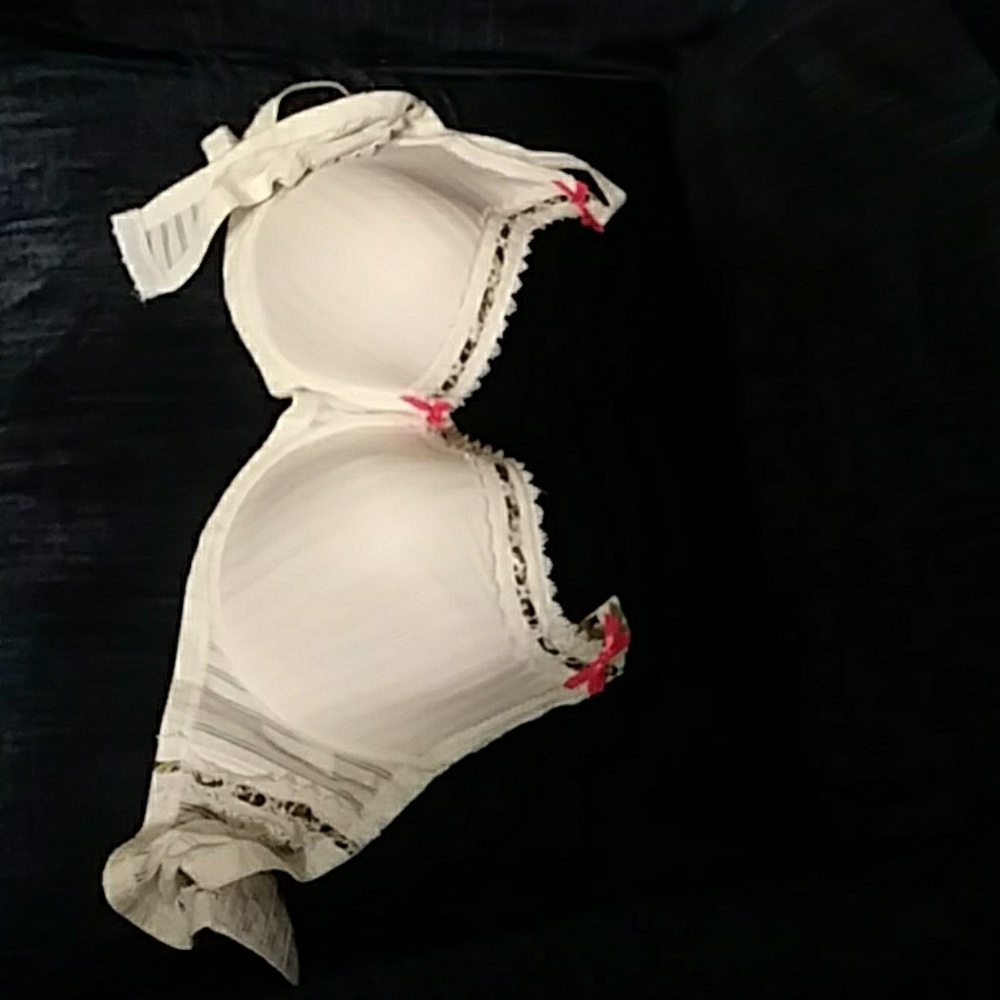 Joe Boxer White Bra pink satin bow 42 DD NWOT
